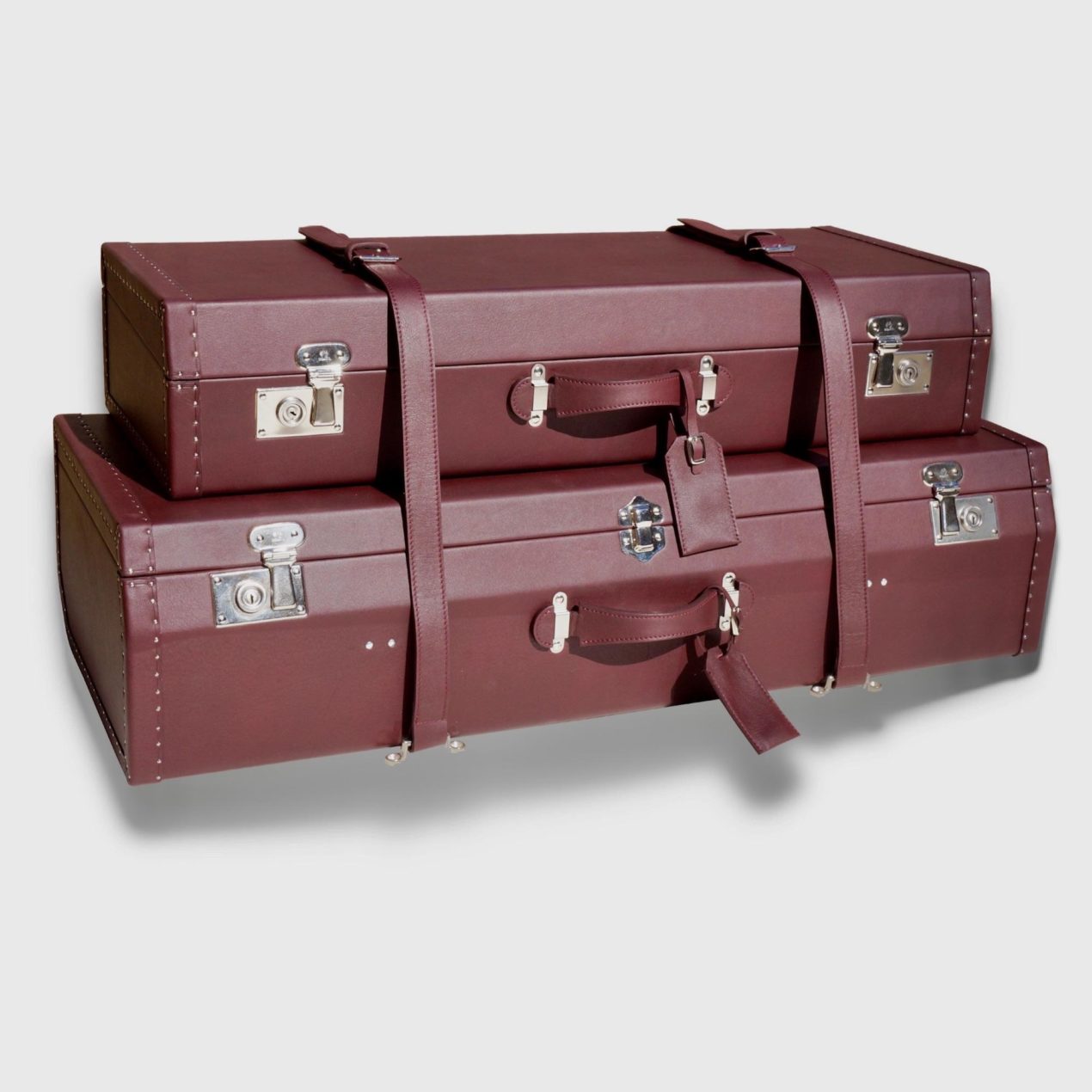 Set of 2 suitcases in leather for Mercedes-Benz 190SL (Rear seats)