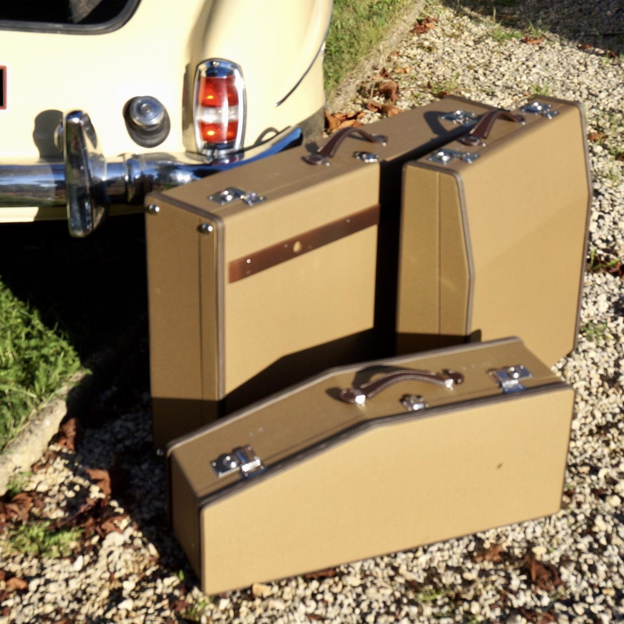 Set of 5 suitcases in coated canvas for Mercedes-Benz 190SL (Trunk and Rear Seats)