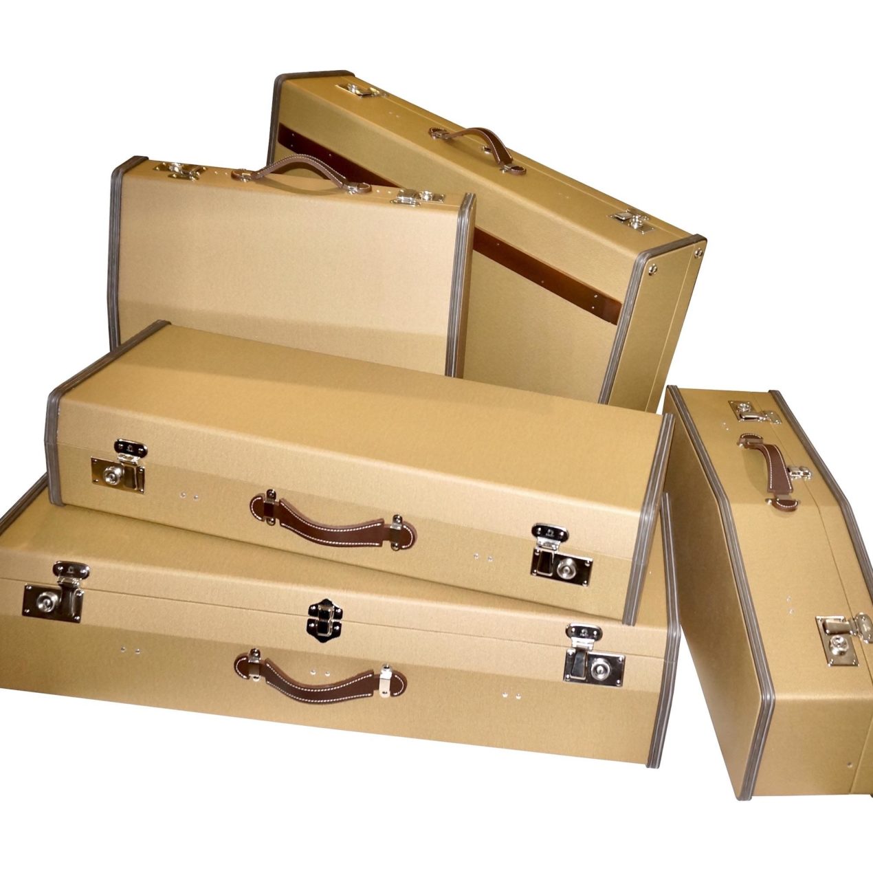 Set of 5 suitcases in coated canvas for Mercedes-Benz 190SL (Trunk and Rear Seats)