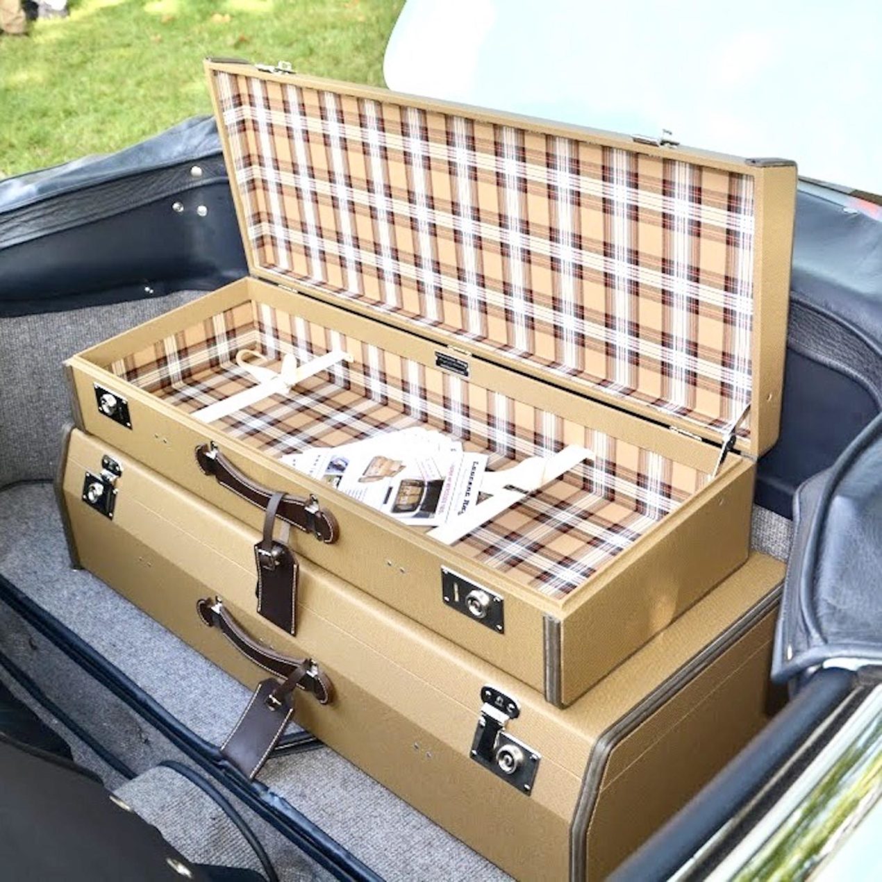 Set of 5 suitcases in coated canvas for Mercedes-Benz 190SL (Trunk and Rear Seats)