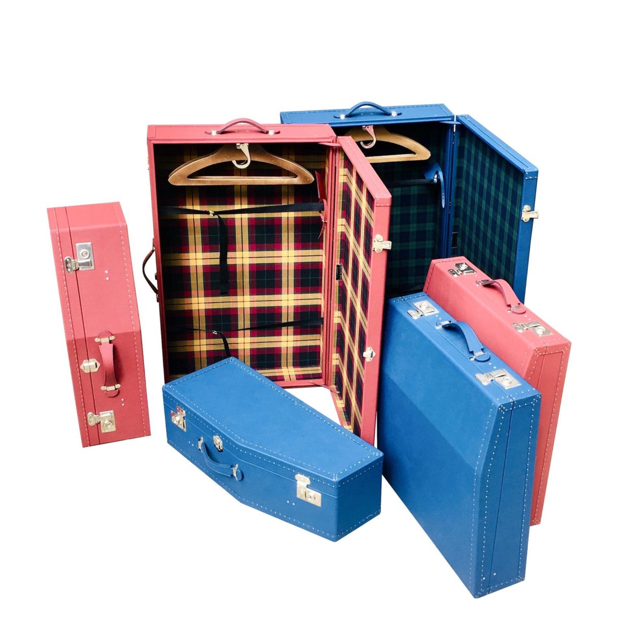 Set of 5 suitcases in leather for Mercedes-Benz 190SL (Trunk and Rear Seats)