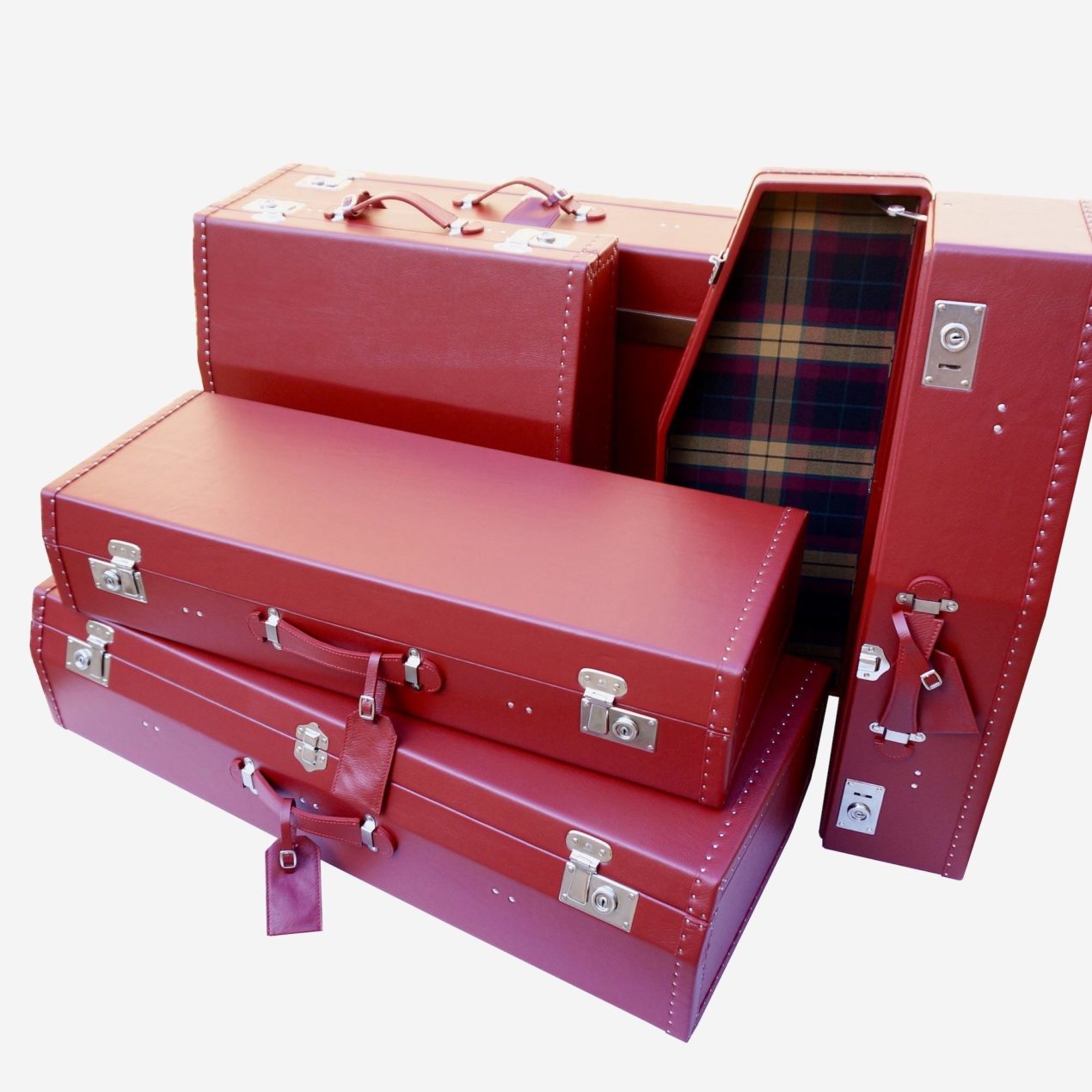 Set of 5 suitcases in leather for Mercedes-Benz 190SL (Trunk and Rear Seats)