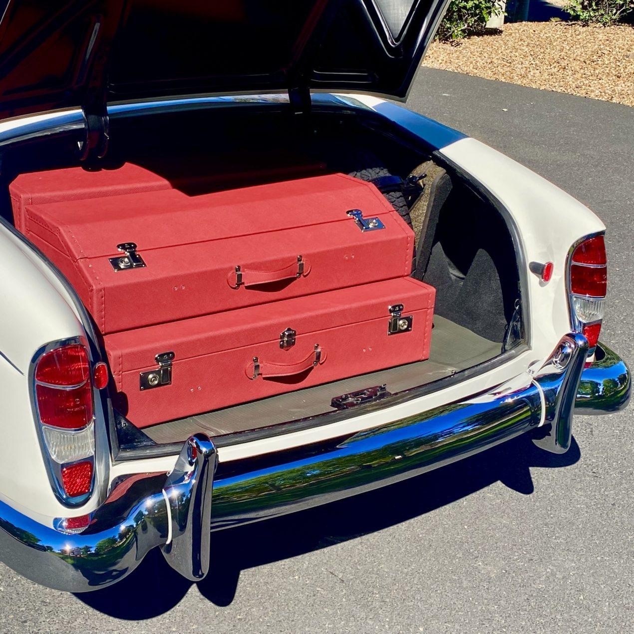 set of 4 Suitcase Mercedes Ponton sedan Cabriolet Karl Baisch style coated canvas leather 1079