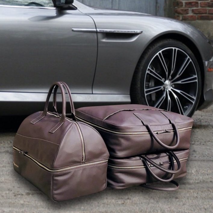 Brown leather goods for Aston Martin Virage DB9 Set of luggage and Car