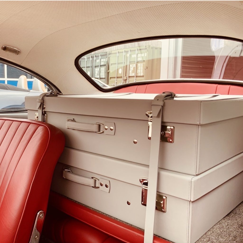 Porsche 356 2 piece luggage set for inside car leather with tie down straps 356-A Original Factories accessoires