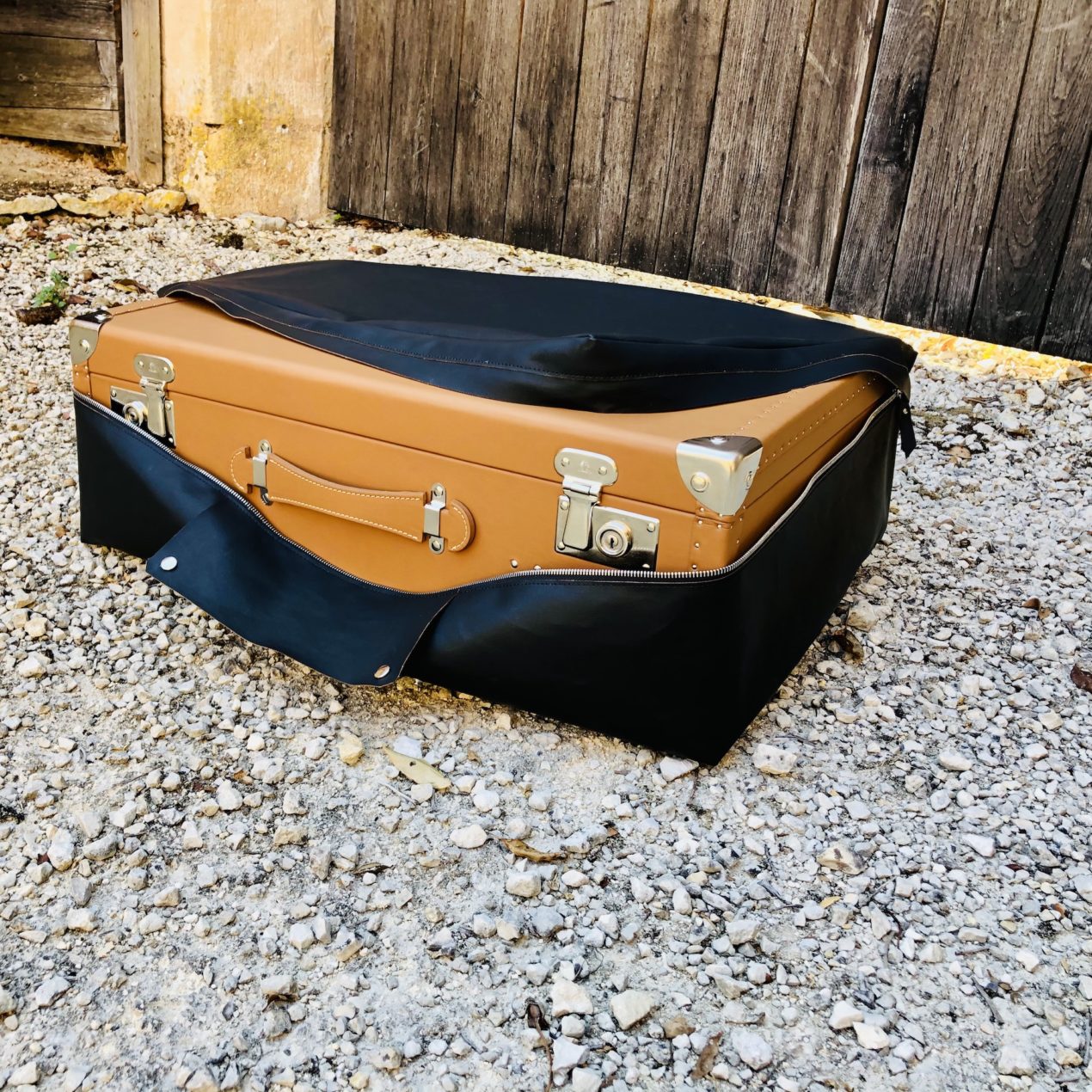 Porsche 356 C luggage rack straps, Waterproof canvas rain cover leather Laurent Nay Maroquinerie